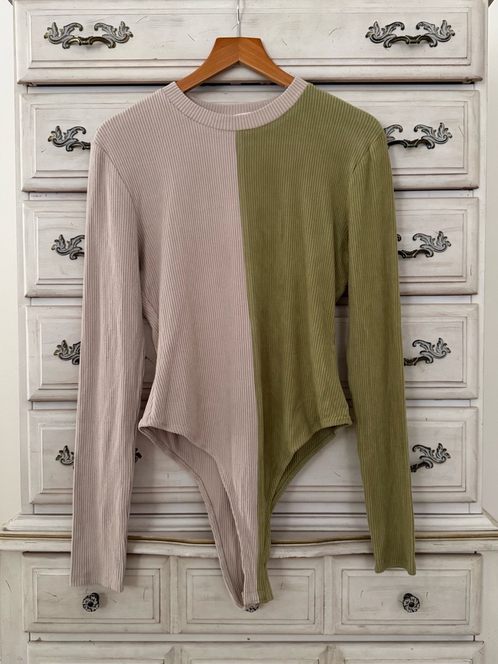 Vici Two Tone Ribbed Bodysuit
